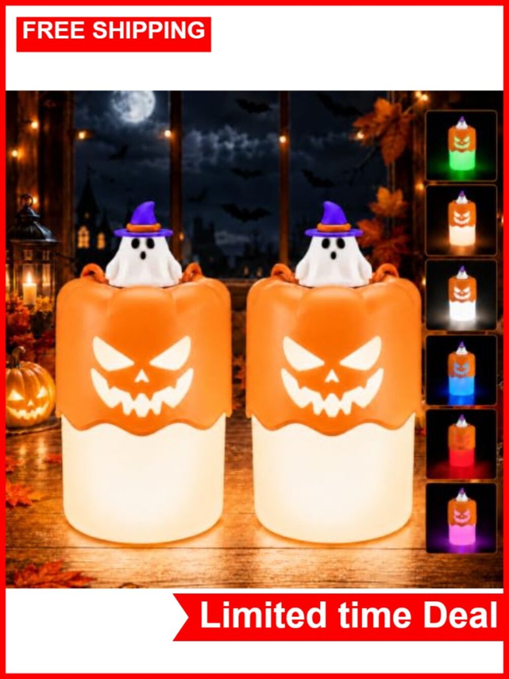 Rechargeable Pumpkin Lantern Set with Dimmable LED, Hanging Lanyard for